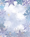 Watercolor Template Decorated with Snowflakes Around.