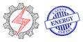 Textured Energy Stamp Seal and Hatched Energy Industry Mesh