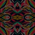 Textured ethnic african colorful seamless dashed lines pattern. Ornamental grunge vector background. Repeat backdrop. Modern