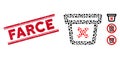 Textured Farce Line Stamp and Mosaic Remove Data Icon Royalty Free Stock Photo