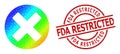 Textured FDA Restricted Seal and Lowpoly Spectral Colored Cancel Sign Icon with Gradient