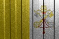 Textured flag of Vatican on metal wall. Colorful natural abstract geometric background with lines