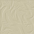 Textured Floral 3d Seamless Pattern. Embossed Light Vector Background. Repeat Floral Emboss Backdrop. Vintage Grunge Leaves, Lines