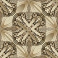 Textured floral 3d vector seamless pattern. Ornamental geometric abstract background. Elegant ornate repeat backdrop Royalty Free Stock Photo