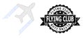 Textured Flying Club Ribbon Seal Stamp and Mesh Carcass Airplane Trail