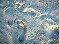 Textured footprints in sand