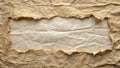 Textured frame of aged and crumpled paper with a central blank space ideal for text or image insertion. Generative AI Royalty Free Stock Photo
