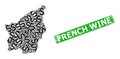 Rubber French Wine Stamp Seal and San Marino Map Collage of Dollar Symbol Icons