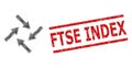 Textured Ftse Index Stamp and Halftone Dotted Centripetal Arrows