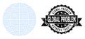 Textured Global Problem Ribbon Seal Stamp and Mesh Network Globe Royalty Free Stock Photo