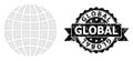 Textured Global Ribbon Watermark and Mesh 2D Globe Royalty Free Stock Photo