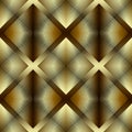 Textured gold 3d lines vector seamless pattern. Golden waffled surface background. Repeat grunge backdrop with shadows Royalty Free Stock Photo