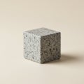A textured granite cube with a speckled pattern of black and white sits on a neutral, ligh Royalty Free Stock Photo