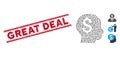 Textured Great Deal Line Stamp with Mosaic Banker Icon Royalty Free Stock Photo