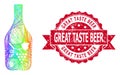 Textured Great Taste Beer Stamp and Multicolored Network Wine Bottle