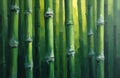 Textured green bamboo stalks fill frame with vibrant, high-colored shades. Vertical lines of stalks create abstract, decorative Royalty Free Stock Photo