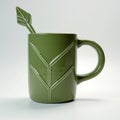 Green Leaf Mug - 3d Printed Minimalist Graphic Design