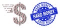 Textured Hard Money Round Seal and Recursion American Dollar Icon Mosaic