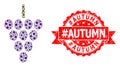 Textured hashtag Autumn Stamp and CoronaVirus Mosaic Grape Berry