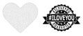 Textured hashtag Iloveyou Ribbon Seal and Mesh Carcass Love Heart