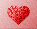 Textured heart sign on grid background.