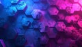 Textured Hexagonal Surface with Dynamic Pink and Blue Neon Illumination abstract background Royalty Free Stock Photo