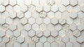 Textured hexagonal tile wall pattern abstract background of irregular white honeycomb design. Generative AI Royalty Free Stock Photo
