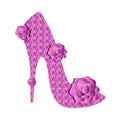 Textured high heel shoe with roses