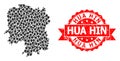 Textured Hua Hin Stamp Seal and Mark Mosaic Map of Hunan Province