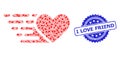 Textured I Love Friend Seal Stamp and Recursion Love Heart Icon Mosaic