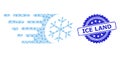 Textured Ice Land Stamp and Fractal Fast Freezing Icon Composition