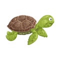 Textured illustration of cartoon sea turtle