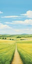 Textured Illustration Of Road Through British Plains: Large Scale Murals With Bold Chromaticity