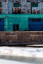 Textured industrial building old port Montreal Royalty Free Stock Photo