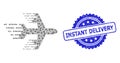 Textured Instant Delivery Watermark and Recursive Airplane Icon Composition