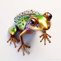 Textured iridescent metal frog in green and purple.