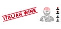 Textured Italian Wine Line Stamp and Collage Alien Serviceman Icon