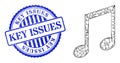Textured Key Issues Stamp Seal and Net Music Notes Mesh Royalty Free Stock Photo