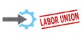 Textured Labor Union Stamp and Halftone Dotted Cog Integration