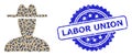 Textured Labor Union Stamp and Recursive Peasant Persona Icon Mosaic