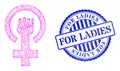 Textured For Ladies Badge and Hatched Feminism Symbol Web Mesh