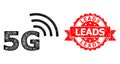 Textured Leads Stamp Seal and Network 5G Symbol Icon Royalty Free Stock Photo