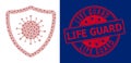 Textured Life Guard Round Watermark and Recursive Virus Shield Icon Collage