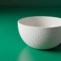 A textured, light-colored bowl with a rough surface placed on a smooth green surface. Royalty Free Stock Photo