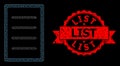 Textured List Stamp Seal and Polygonal Mesh Text Page Royalty Free Stock Photo