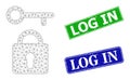 Textured Log In Stamp Seals and Triangle Mesh Lock Key Icon Royalty Free Stock Photo
