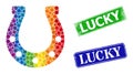 Textured Lucky Badges and Rainbow Gradient Dotted Horseshoe Mosaic