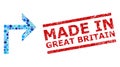 Textured Made in Great Britain Stamp Imitation and Turn Right Composition of Circles