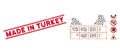 Textured Made in Turkey Line Stamp with Collage Chicken Cage Icon Royalty Free Stock Photo