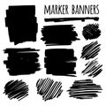 Textured marker banners, lines and stains. Template for business card, banner, poster, notebook, invitation